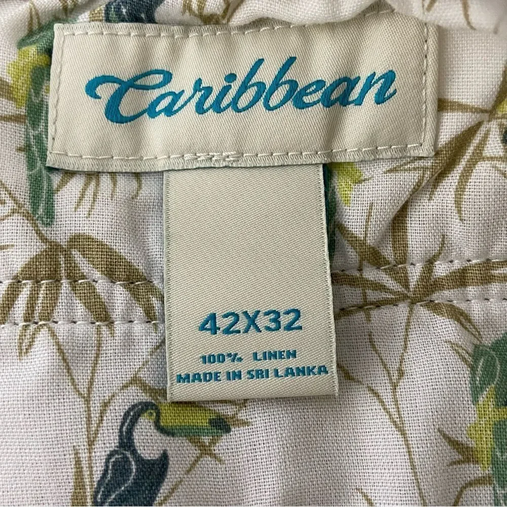Caribbean Men’s 42 Cream Linen Chino‎ Trousers Relaxed Vacation Resort Cruise